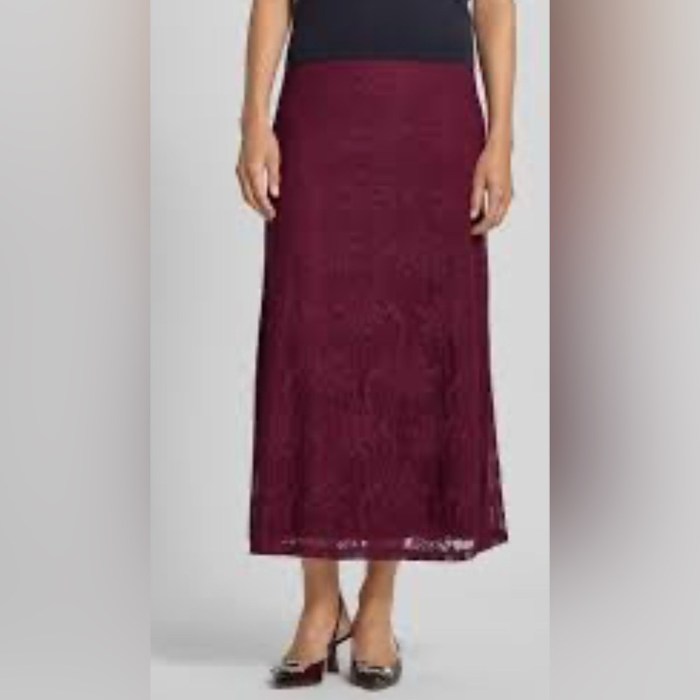 Anthropologie Meadow Rue Elegant Burgundy Lace Skirt